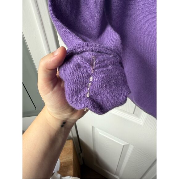 Garnet Hill Cashmere Small Purple Sweater Cardigan Ruffle Long Sleeve Soft Natur - Picture 6 of 6